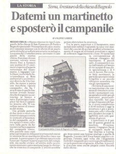 Datemi un martinetto e sposterò il campanile (Di Valerio Varesi) - Sisma, il restauro della Chiesa di Bagnolo (RE), da parte di ITON SRL.